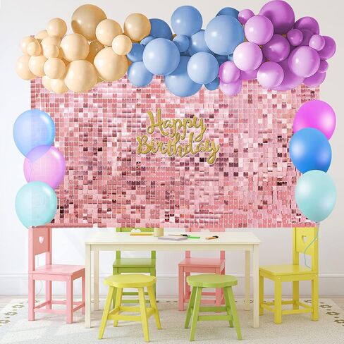 Shimmer Wall Backdrop Shimmer Wall Panels for Halloween- 24 Panels Square Sequin Shimmer Backdrop for Birthday Decorations Wedding & Graduation Party Supplies. in Saudi Arabia