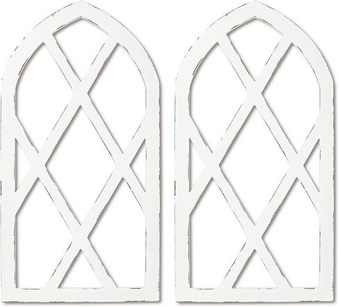 EMASION 2-Pack 16 x 31 Inches Rustic White Window Frame Wall Decor, Farmhouse Wood Window Pane, Vintage Country Decorations for Home, Living Room, Bedroom in Saudi Arabia