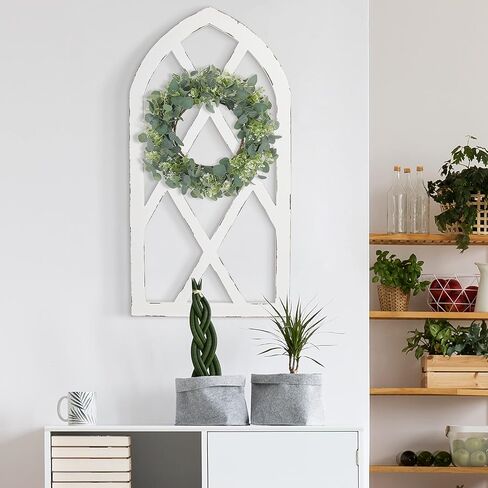 EMASION 2-Pack 16 x 31 Inches Rustic White Window Frame Wall Decor, Farmhouse Wood Window Pane, Vintage Country Decorations for Home, Living Room, Bedroom in Saudi Arabia