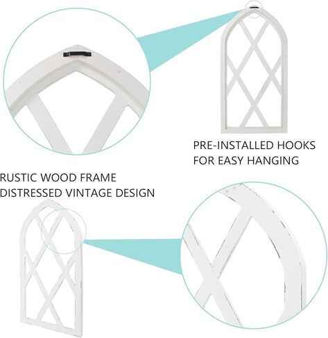 EMASION 2-Pack 16 x 31 Inches Rustic White Window Frame Wall Decor, Farmhouse Wood Window Pane, Vintage Country Decorations for Home, Living Room, Bedroom in Saudi Arabia