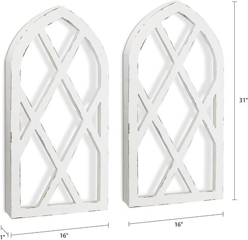 EMASION 2-Pack 16 x 31 Inches Rustic White Window Frame Wall Decor, Farmhouse Wood Window Pane, Vintage Country Decorations for Home, Living Room, Bedroom in Saudi Arabia