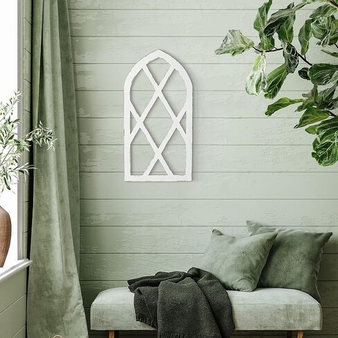 EMASION 2-Pack 16 x 31 Inches Rustic White Window Frame Wall Decor, Farmhouse Wood Window Pane, Vintage Country Decorations for Home, Living Room, Bedroom in Saudi Arabia