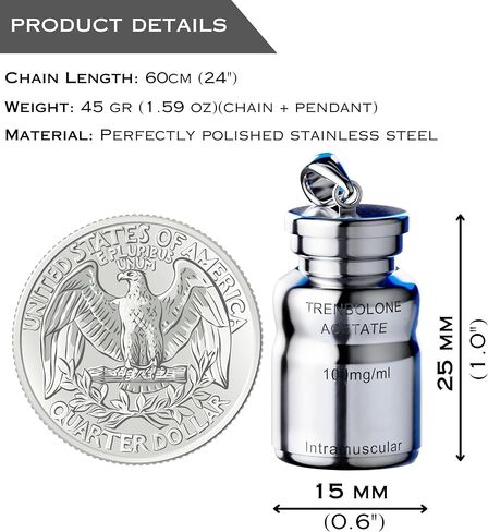 Trenbolone Pendant Stainless Steel Stylish Gym Necklace/Jewelry for Men and Women - Workout Motivation and Gift for Gym Rats in Saudi Arabia