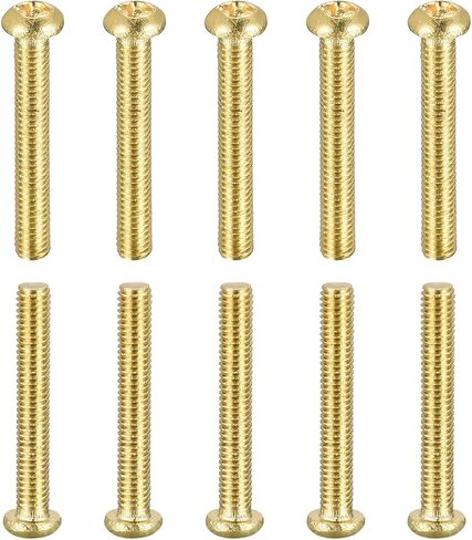 براغي ماكينة فيليبس النحاسية M3x20mm(DxL) - 10 عبوات - جيدة لصناعة الآلات - برغي تثبيت رأس المقلاة - لون نحاسي in Saudi Arabia