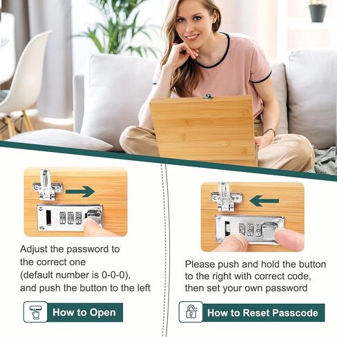 Premium Large Bamboo Box with Combination Lock, Decorative Box with Rolling Tray, For Home Great Father Day Gifts Premium Removable Tray, Roll Kit and All Accessories(Natural) in Saudi Arabia