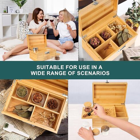 Premium Large Bamboo Box with Combination Lock, Decorative Box with Rolling Tray, For Home Great Father Day Gifts Premium Removable Tray, Roll Kit and All Accessories(Natural) in Saudi Arabia