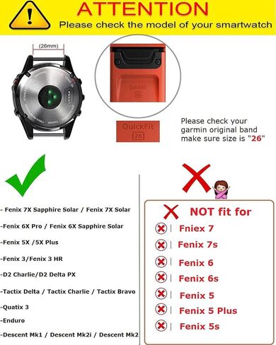 أحزمة ساعة Olytop Fenix ​​7X / Fenix ​​6X / Fenix ​​5X، حزام معصم رياضي خفيف الوزن من النايلون سريع الجفاف 26 مم لـ Garmin Fenix ​​6X Pro/Sapphire، Fenix ​​5X Plus، Enduro Smartwatch in Kuwait