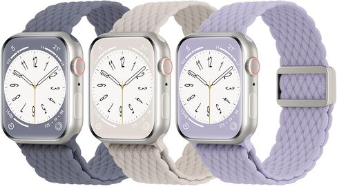 3 Pack Magnetic Braided Solo Loop Compatible for Apple Watch Band 38mm 40mm 41mm 42mm 44mm 45mm 49mm, Stretchy Nylon Sport Strap for iWatch Bands Series 9 8 7 SE 6 5 4 3 2 1 Ultra Women Men in Kuwait