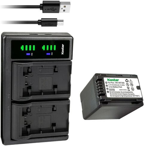 Kastar 2-Pack VW-VBT380 Battery and LTD2 USB Charger Compatible with Panasonic HC-V520GK HC-V520MGK HC-V520K HC-V550 HC-V550M HC-V550K HC-V620M HC-V710 HC-V720 HC-V720M HC-V720GK HC-V785K Camera in Saudi Arabia