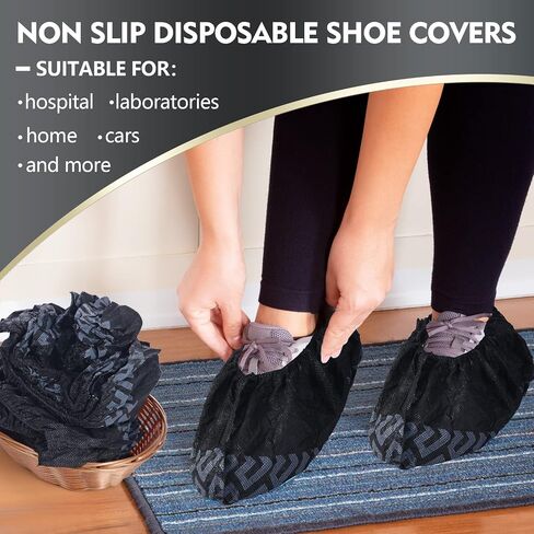 Zhanmai 300 Pack Disposable Boot Shoe Covers Non Slip Disposable Shoe Covers Large Foot Booties for Shoe Covers Indoors Contractors Floor Carpet Protectors Shoe Coverings, One Size Fits Most (Pink) in Saudi Arabia