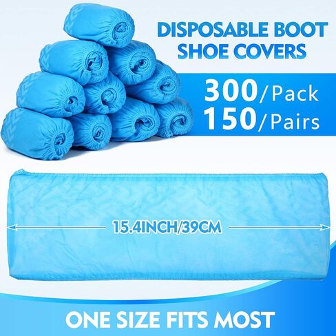 Zhanmai 300 Pack Disposable Boot Shoe Covers Non Slip Disposable Shoe Covers Large Foot Booties for Shoe Covers Indoors Contractors Floor Carpet Protectors Shoe Coverings, One Size Fits Most (Pink) in Saudi Arabia