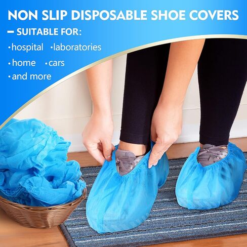Zhanmai 300 Pack Disposable Boot Shoe Covers Non Slip Disposable Shoe Covers Large Foot Booties for Shoe Covers Indoors Contractors Floor Carpet Protectors Shoe Coverings, One Size Fits Most (Pink) in Saudi Arabia