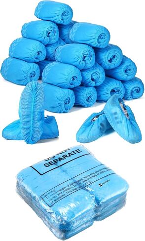 Zhanmai 300 Pack Disposable Boot Shoe Covers Non Slip Disposable Shoe Covers Large Foot Booties for Shoe Covers Indoors Contractors Floor Carpet Protectors Shoe Coverings, One Size Fits Most (Pink) in Saudi Arabia
