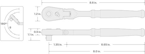 TEKTON 1/2 Inch Drive x 10-1/2 Inch Flex Head Quick-Release Ratchet | SRH31210 in Saudi Arabia
