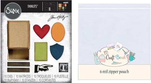 مجموعة قوالب Sizzix Thinlits - حزمة Vault Matchbox من Tim Holtz مع حقيبة أمان MCB - مجموعة من قطعتين، صغيرة in Kuwait
