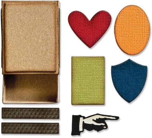 مجموعة قوالب Sizzix Thinlits - حزمة Vault Matchbox من Tim Holtz مع حقيبة أمان MCB - مجموعة من قطعتين، صغيرة in Kuwait