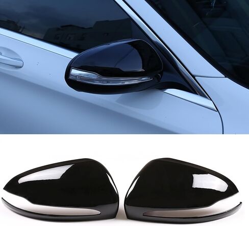 2PCS Car Rearview Mirror Cover Trims Compatible with Mercedes Benz C E S GLC Class W205 W213 X253 W222 Car Exterior Door Side Rear View Mirror Protector Cover ABS Accessories (Glossy Black) in Saudi Arabia
