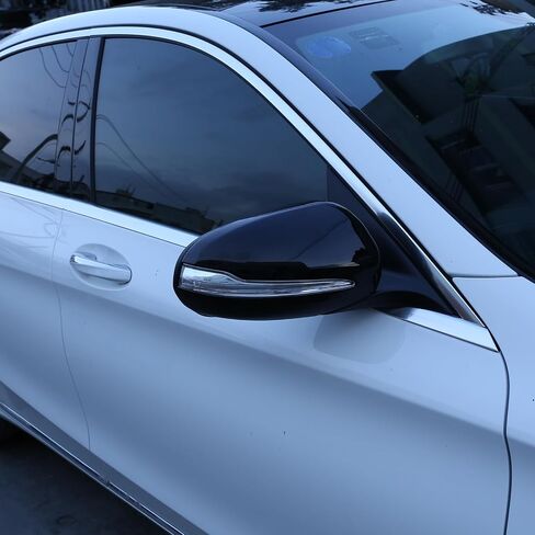 2PCS Car Rearview Mirror Cover Trims Compatible with Mercedes Benz C E S GLC Class W205 W213 X253 W222 Car Exterior Door Side Rear View Mirror Protector Cover ABS Accessories (Glossy Black) in Saudi Arabia