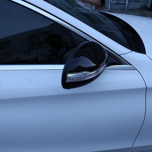 2PCS Car Rearview Mirror Cover Trims Compatible with Mercedes Benz C E S GLC Class W205 W213 X253 W222 Car Exterior Door Side Rear View Mirror Protector Cover ABS Accessories (Glossy Black) in Saudi Arabia