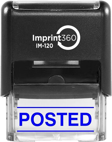 AS-IMP1125B - Posted w/Upper and Lower Bars, Blue Ink, Heavy Duty Commerical Self-Inking Rubber Stamp, 9/16" x 1-1/2" Impression in Saudi Arabia