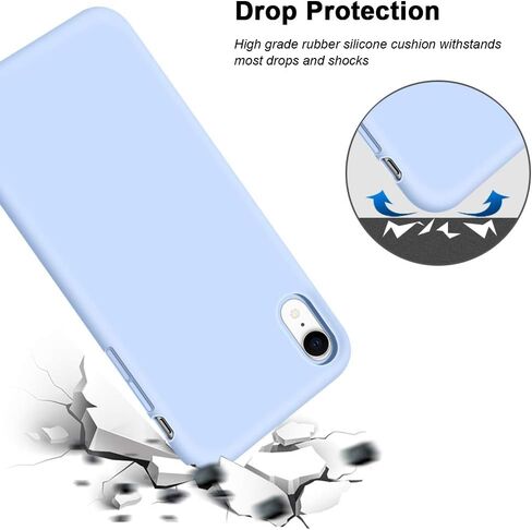 حافظة Anuck iPhone XR، حافظة هاتف من مطاط جل السيليكون الناعم مع بطانة من الألياف الدقيقة المضادة للخدش، غطاء حماية كامل الجسم مقاوم للصدمات لهاتف Apple iPhone XR 6.1 بوصة 2018 - أزرق فاتح in Kuwait