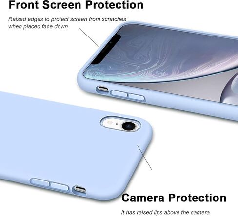 حافظة Anuck iPhone XR، حافظة هاتف من مطاط جل السيليكون الناعم مع بطانة من الألياف الدقيقة المضادة للخدش، غطاء حماية كامل الجسم مقاوم للصدمات لهاتف Apple iPhone XR 6.1 بوصة 2018 - أزرق فاتح in Kuwait