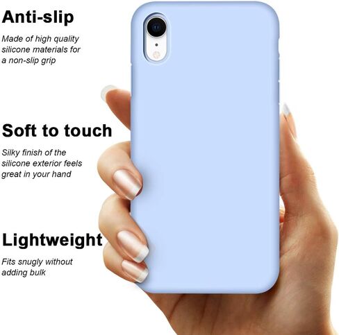 حافظة Anuck iPhone XR، حافظة هاتف من مطاط جل السيليكون الناعم مع بطانة من الألياف الدقيقة المضادة للخدش، غطاء حماية كامل الجسم مقاوم للصدمات لهاتف Apple iPhone XR 6.1 بوصة 2018 - أزرق فاتح in Kuwait