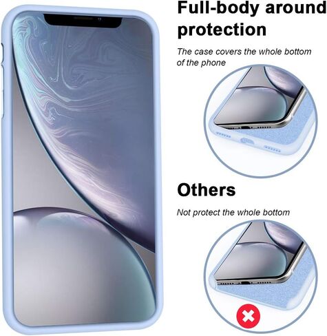 حافظة Anuck iPhone XR، حافظة هاتف من مطاط جل السيليكون الناعم مع بطانة من الألياف الدقيقة المضادة للخدش، غطاء حماية كامل الجسم مقاوم للصدمات لهاتف Apple iPhone XR 6.1 بوصة 2018 - أزرق فاتح in Kuwait