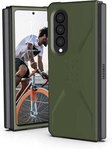 URBAN ARMOR GEAR UAG Designed for Samsung Galaxy Z Fold3 5G (2021) Case Civilian Sleek Ultra-Thin Shock-Absorbent Protective Cover, Black in Saudi Arabia