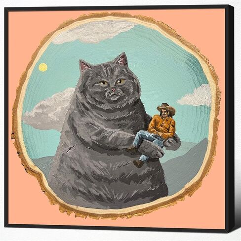Generic Funny Bathroom Wall Art, Black Cat on Toilet Poster, Cute Animal Bathroom Print Canvas, Black Fat Cat Picture for Wall, Tell Someone Who Gives A Shit Bathroom Sign 12x12in Framed in Saudi Arabia
