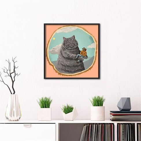 Generic Funny Bathroom Wall Art, Black Cat on Toilet Poster, Cute Animal Bathroom Print Canvas, Black Fat Cat Picture for Wall, Tell Someone Who Gives A Shit Bathroom Sign 12x12in Framed in Saudi Arabia