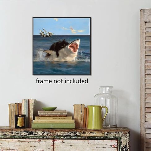 Generic Funny Bathroom Wall Art, Black Cat on Toilet Poster, Cute Animal Bathroom Print Canvas, Black Fat Cat Picture for Wall, Tell Someone Who Gives A Shit Bathroom Sign 12x12in Framed in Saudi Arabia