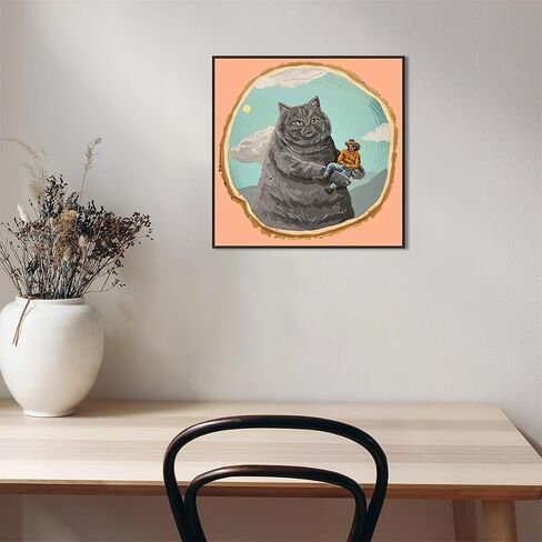 Generic Funny Bathroom Wall Art, Black Cat on Toilet Poster, Cute Animal Bathroom Print Canvas, Black Fat Cat Picture for Wall, Tell Someone Who Gives A Shit Bathroom Sign 12x12in Framed in Saudi Arabia