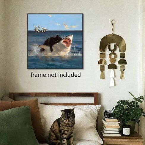 Generic Funny Bathroom Wall Art, Black Cat on Toilet Poster, Cute Animal Bathroom Print Canvas, Black Fat Cat Picture for Wall, Tell Someone Who Gives A Shit Bathroom Sign 12x12in Framed in Saudi Arabia