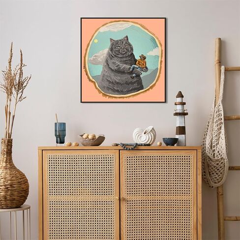 Generic Funny Bathroom Wall Art, Black Cat on Toilet Poster, Cute Animal Bathroom Print Canvas, Black Fat Cat Picture for Wall, Tell Someone Who Gives A Shit Bathroom Sign 12x12in Framed in Saudi Arabia