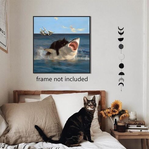 Generic Funny Bathroom Wall Art, Black Cat on Toilet Poster, Cute Animal Bathroom Print Canvas, Black Fat Cat Picture for Wall, Tell Someone Who Gives A Shit Bathroom Sign 12x12in Framed in Saudi Arabia