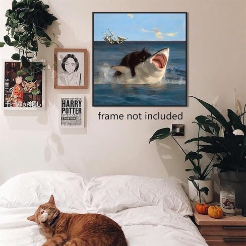 Generic Funny Bathroom Wall Art, Black Cat on Toilet Poster, Cute Animal Bathroom Print Canvas, Black Fat Cat Picture for Wall, Tell Someone Who Gives A Shit Bathroom Sign 12x12in Framed in Saudi Arabia