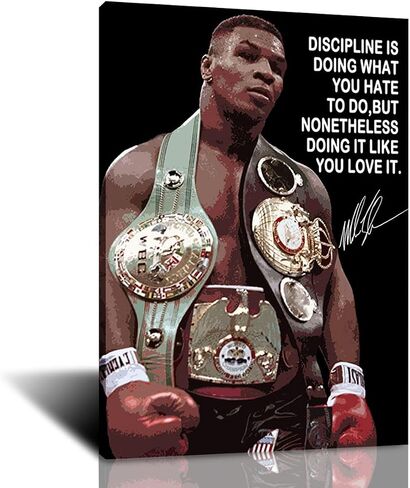 Mike Tyson'S Poster Boxing Epic Fights Vs Trevor Berbick Poster Vintage Canvas Wall Art for Bedroom Wall Decor Boxing Competition Framed 12x16inch in Saudi Arabia