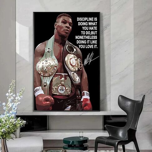 Mike Tyson'S Poster Boxing Epic Fights Vs Trevor Berbick Poster Vintage Canvas Wall Art for Bedroom Wall Decor Boxing Competition Framed 12x16inch in Saudi Arabia