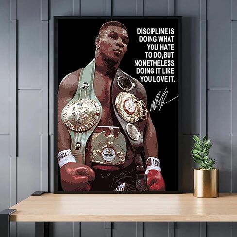 Mike Tyson'S Poster Boxing Epic Fights Vs Trevor Berbick Poster Vintage Canvas Wall Art for Bedroom Wall Decor Boxing Competition Framed 12x16inch in Saudi Arabia