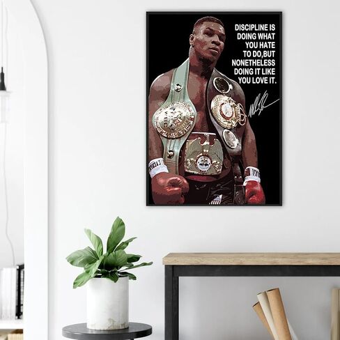 Mike Tyson'S Poster Boxing Epic Fights Vs Trevor Berbick Poster Vintage Canvas Wall Art for Bedroom Wall Decor Boxing Competition Framed 12x16inch in Saudi Arabia