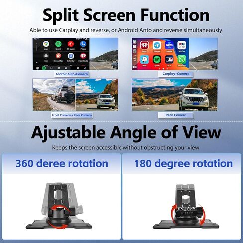 SIXWIN 10.26 Inch Portable Car Stereo with Wireless Carplay Android Auto Mirror Link Car Play Screen with 64G TF Card Front and Backup Camera DVR WiFi Video Bluetooth FM GPS Navigation WiFi ADAS … in Saudi Arabia