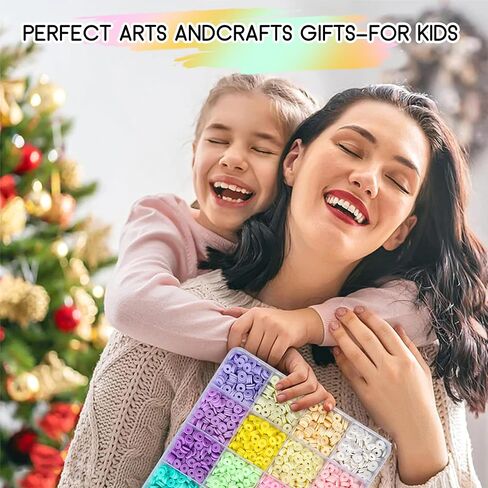 FEHCBIO Clay Beads Set Bracelet Making, 8452pcs Polymer Clay Beads Flat Heishi Friendship Bracelet kit,with Color Letter Smile Beads and Pearl for Jewelry Making DIY Creative Gift for girl and adult in Saudi Arabia