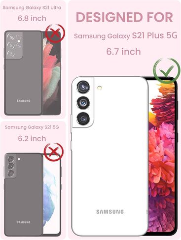 Dretal for Samsung Galaxy S21 Plus 5G Case, Galaxy S21+ Case, Military Grade Drop Tested Hard Back & Soft Edge Slim Flower Women Girls Protective Cover +Tempered Glass Screen Protector (Deep Purple) in Saudi Arabia