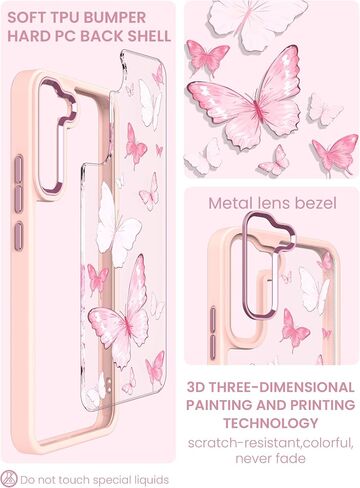 Dretal for Samsung Galaxy S21 Plus 5G Case, Galaxy S21+ Case, Military Grade Drop Tested Hard Back & Soft Edge Slim Flower Women Girls Protective Cover +Tempered Glass Screen Protector (Deep Purple) in Saudi Arabia