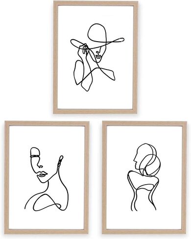 ArtbyHannah 11x14 Inch Black Framed Wall Art Set of 3 Minimalist Line Wall Art Frames for Home Decoration in Saudi Arabia