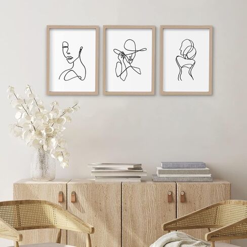 ArtbyHannah 11x14 Inch Black Framed Wall Art Set of 3 Minimalist Line Wall Art Frames for Home Decoration in Saudi Arabia