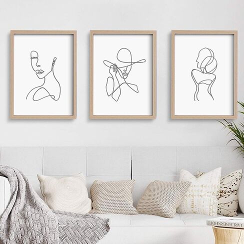 ArtbyHannah 11x14 Inch Black Framed Wall Art Set of 3 Minimalist Line Wall Art Frames for Home Decoration in Saudi Arabia