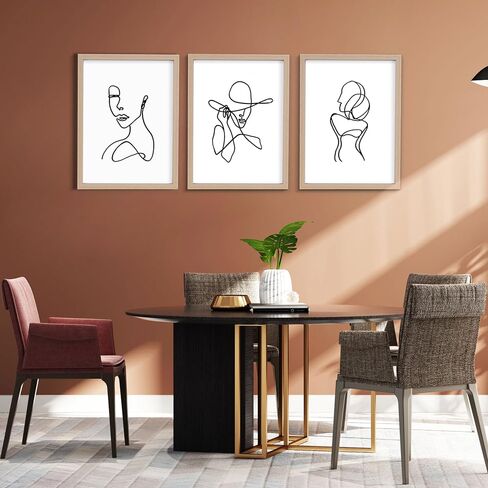 ArtbyHannah 11x14 Inch Black Framed Wall Art Set of 3 Minimalist Line Wall Art Frames for Home Decoration in Saudi Arabia