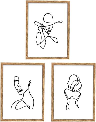 ArtbyHannah 11x14 Inch Black Framed Wall Art Set of 3 Minimalist Line Wall Art Frames for Home Decoration in Saudi Arabia